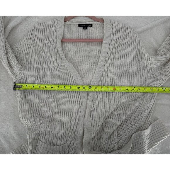 Womens Open Front Knit Cardigan W/ Pockets Beige Long Sleeve Soft Comfort - Picture 4 of 7